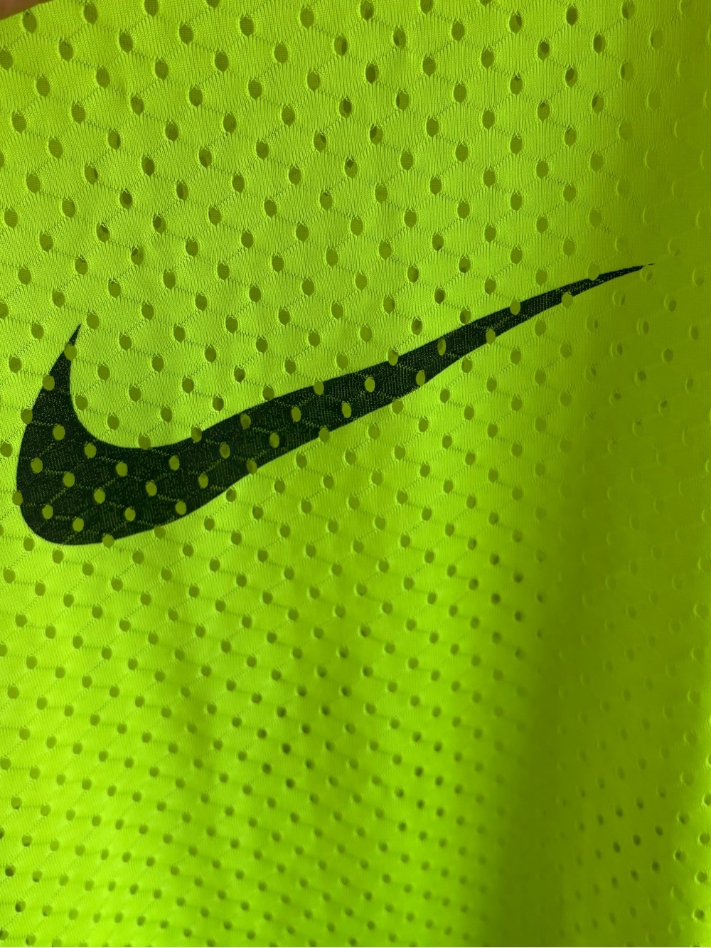 Nike Bright Neon Yellow Mesh Tank with Black Swoosh - Picture 3 of 5